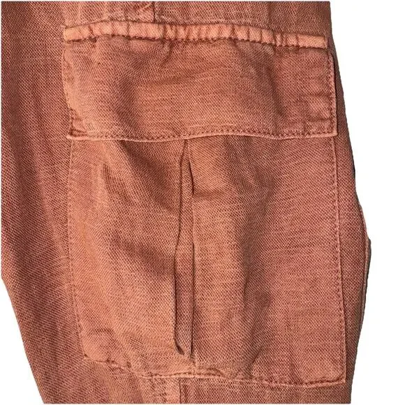 Nicole Miller Linen Blend Belted Cargo Ankle Pant Medium Sun-Wash Mauve Coastal - Picture 5 of 9